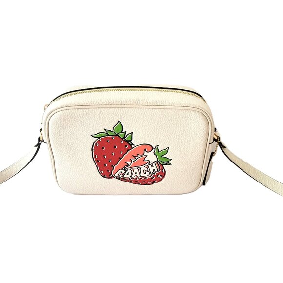 Coach CBA65 Strawberry Print Jamie Camera Bag Crossbody Chalk Multi - Picture 2 of 7